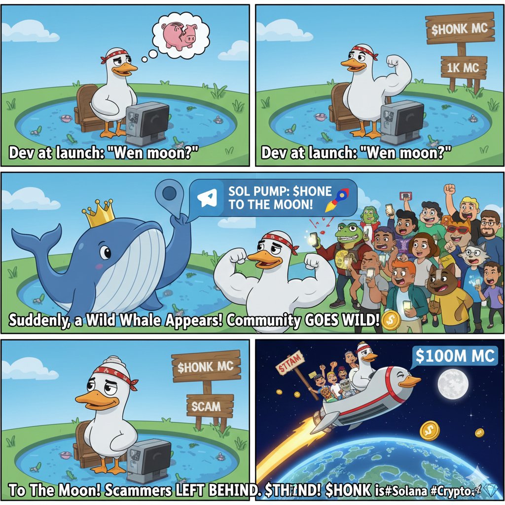 CyberGooseHonk's tweet image. The $HONK story so far: 🦢🚀
Started a dream 💭
Scammers kicked out! 🛡️
Community holding strong (55+ G’s) 💎
Influencers &amp;amp; Whales incoming! 🐋📈
The flock is safe and ready to fly. Don’t fade the Goose! 🦢🔥
TG: t.me/goose_honk_sol
#Solana #HONK #LFG