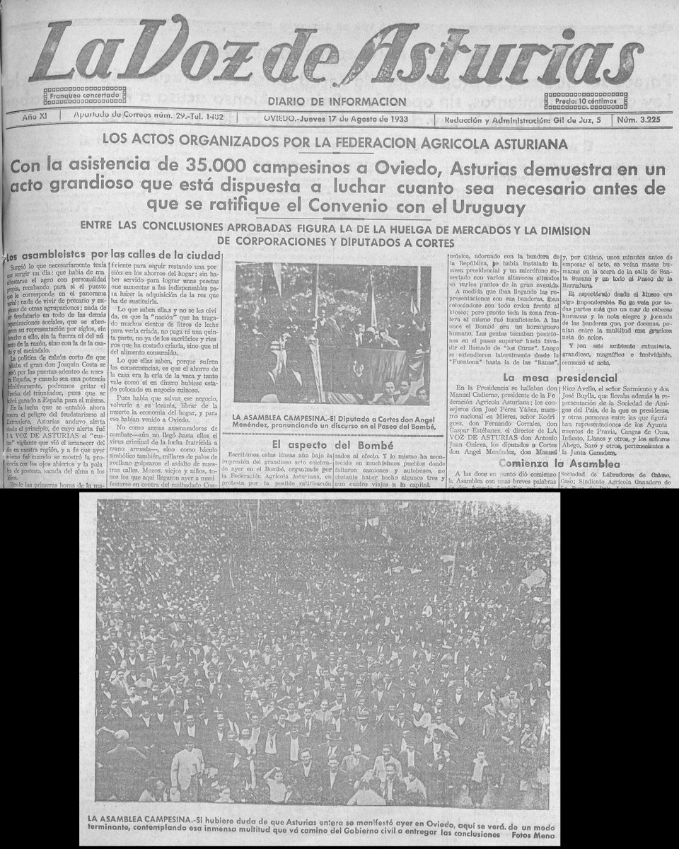 CelebresCoses's tweet photo. añu 1933: Manifestación campesina n'Uviéu
#CelebresCoses #Asturies #oficialidá #Uviéu #ganaderos #agricultores #tratorada #Mercosur #Uruguay
Agora ya sabes onde atopar más COSES CÉLEBRES ... https://t.co/2eL9vBBBqK