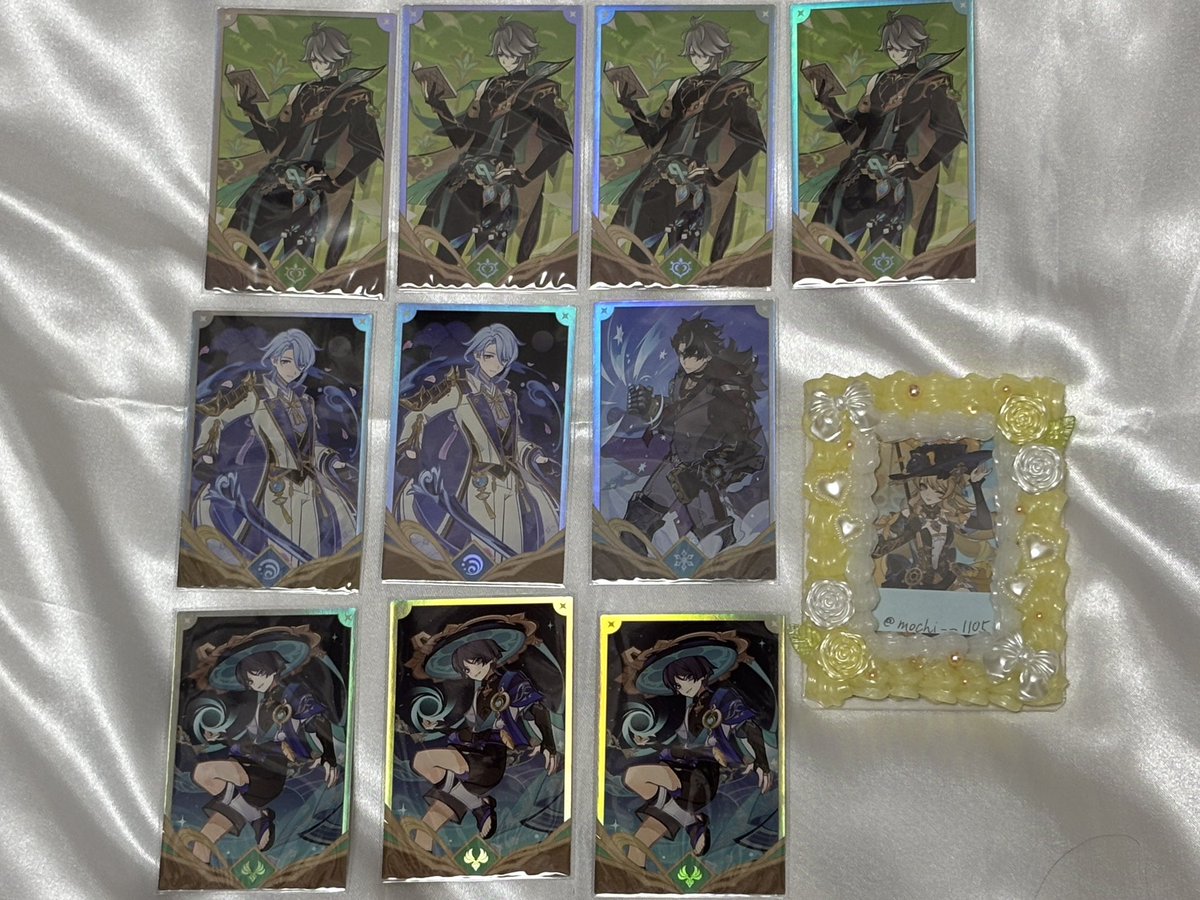 mochi__1105's tweet image. 原神 韓国カフェ 七聖召喚 カード 交換 買取 譲渡

求：ナヴィアor350/枚＋送料

譲：画像1~6

交換、譲渡優劣なし
条件は7枚目にあります
譲渡はお声掛け重なる場合ある程度まとめてお迎え可能な方を優先します
検索よりお気軽にお声掛け下さい✧