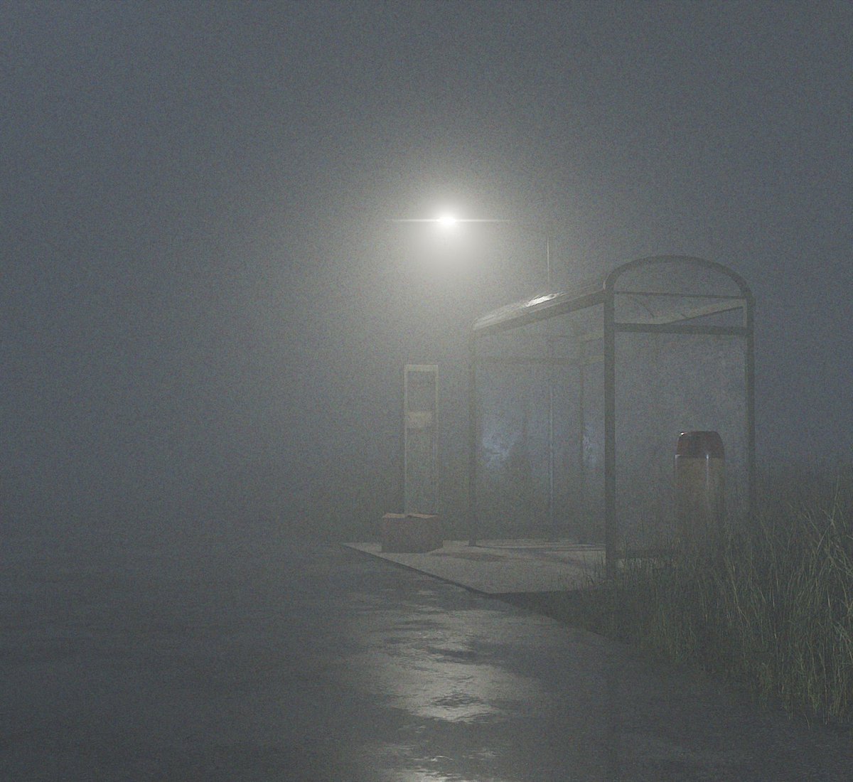 Bus stop, scene made with blender.
