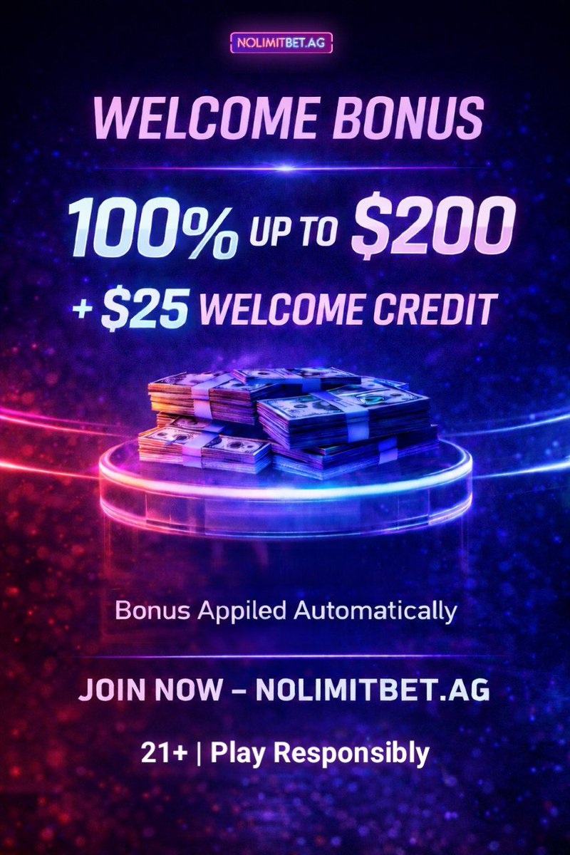 Da_shadowtipsta's tweet image. 🚨 BONUS ALERT 🚨
Stack your bankroll with 100% up to $200 + $25 FREE CREDIT 💰
Bet bigger. Win smarter. No limits.

🔗 Join today at NOLIMITBET.AG

#NoLimitBet #BettingBonus #SportsAction #GamblingTwitter #FreeCredit #BetAndWin #SportsFans #PlayResponsibly