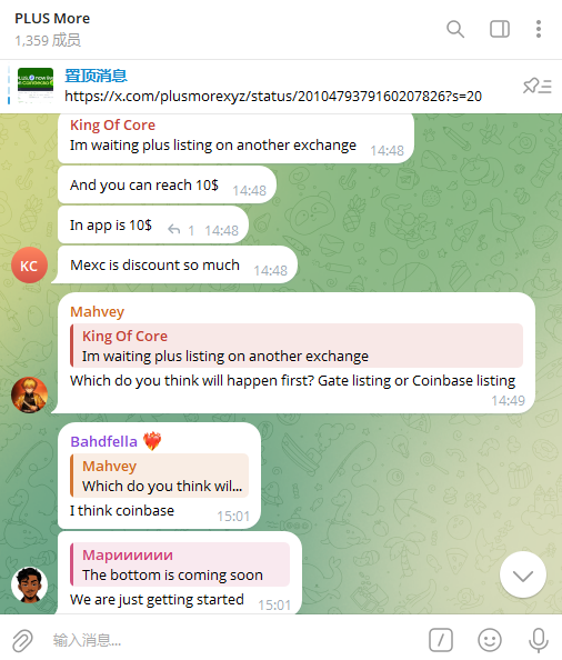 Surplus_Fish's tweet photo. $PLUS #PlusMore 电报群内仍在持续兜售利好和预期,比如即将上线Binance、Coinbase、Gate……比如价格达到11$……现实中K线价格却在持续下跌,近十天以来一再承诺MEXC会开通充值但不断食言,现在又借口是周末,那再拭目以待下周吧! https://t.co/QSS9NCQbG2