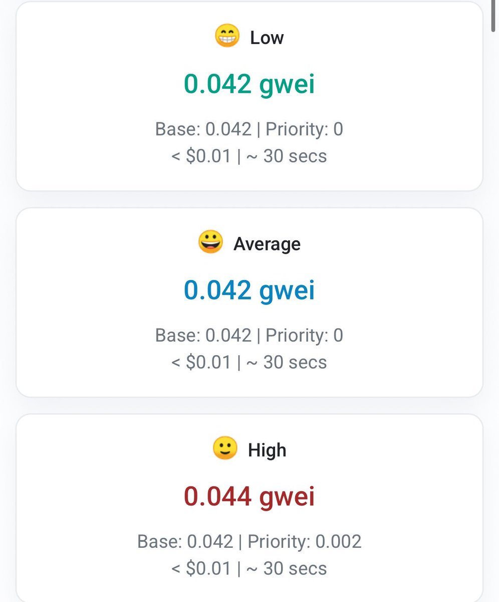 이더리움 가스 가격이 0.01달러까지 떨어졌습니다. $ETH 는 지금 엄청나게 싸졌습니다.