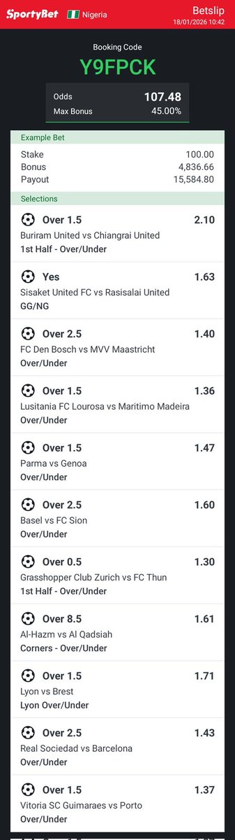 107 monster 👹 odds for today's football ⚽
Y9FPCK
Sportybet ➡️ Y9FPCK

Stake wisely

#GamblingX #BettingX #bettingpicks #Barcelona #GamblingCommunity