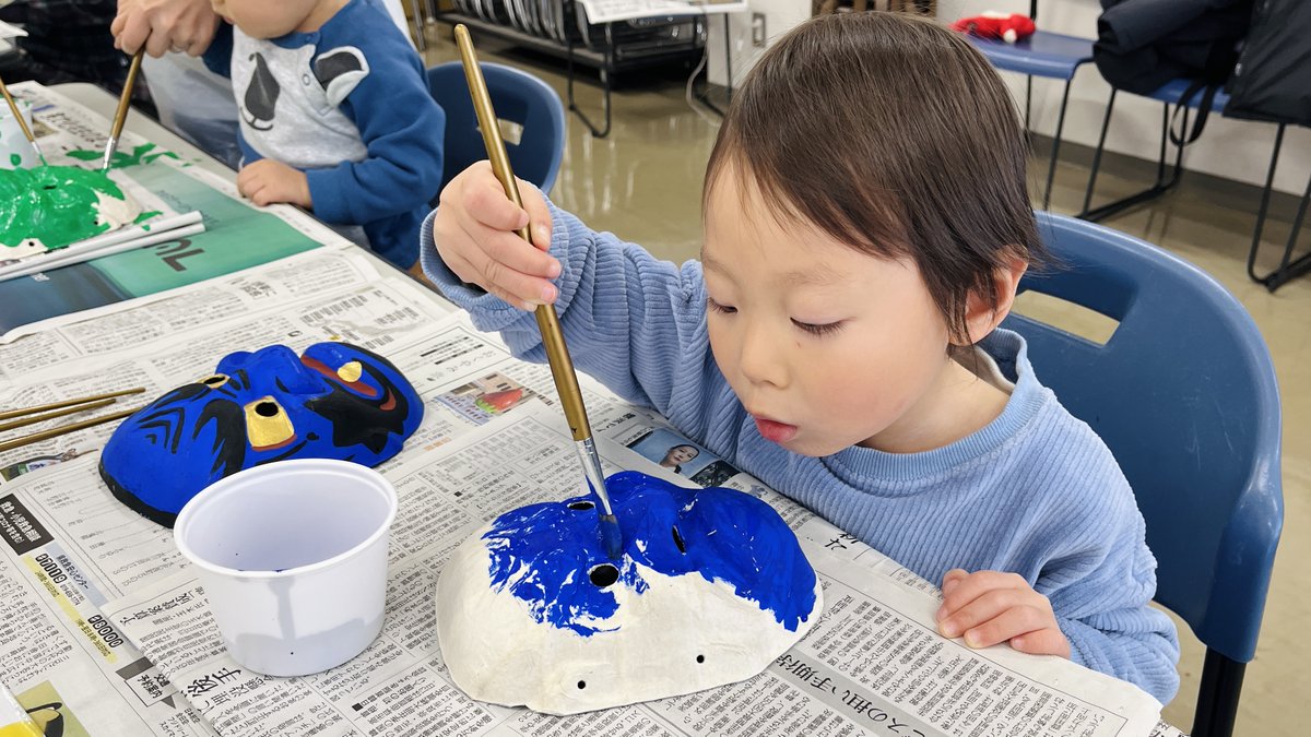 鬼ッズの日 ワークショップ】 ただいま鬼剣舞面づくり開催中です