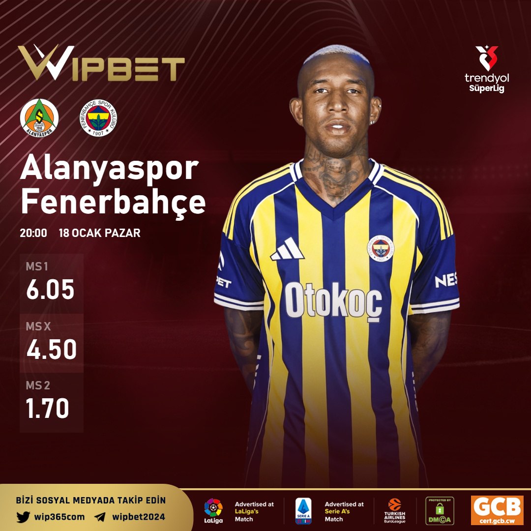 wip365com's tweet photo. 🔥 Wipbet’te Günün Maçı! ⚽️

🏆 Alanyaspor – Fenerbahçe

🎯 Dev mücadelenin tüm heyecanı, canlı bahis ve yüksek oranlarla sadece Wipbet’te! 🚀💰

⚡️ #Wipbet Güncel Adresine https://t.co/cQlndqaKhu Üzerinden Ulaşabilirsiniz. https://t.co/6rlf4OW5af