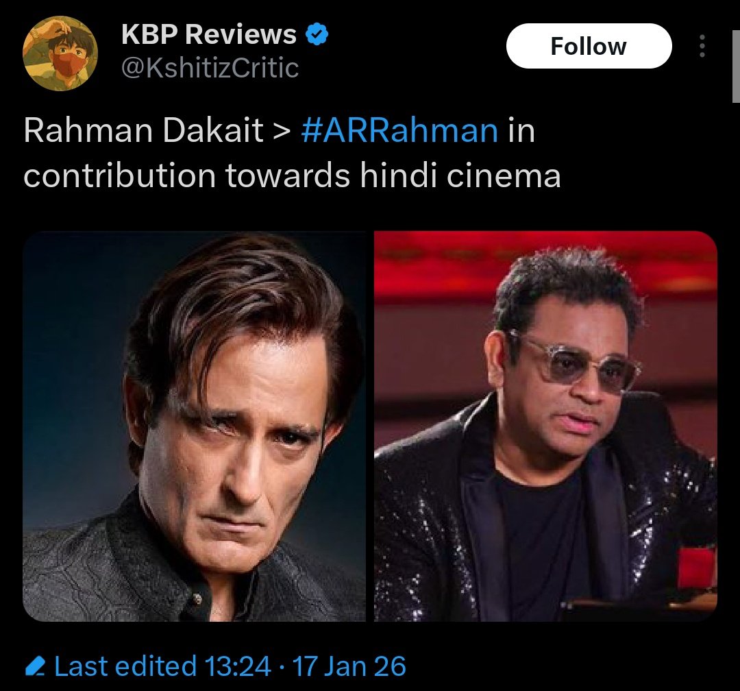 A R Rahman won

- 2 Oscars
- 2 Grammy Awards
- 6 National Film Award
- BAFTA Award
- Golden Globe Award
- Time's most Influential person
- Padma Shri
- Padma Bhushan
- 2 Honorary awards by Stanford &amp; Trinity for contribution in Music

But Akshay Khanna > A R Rahman 😭