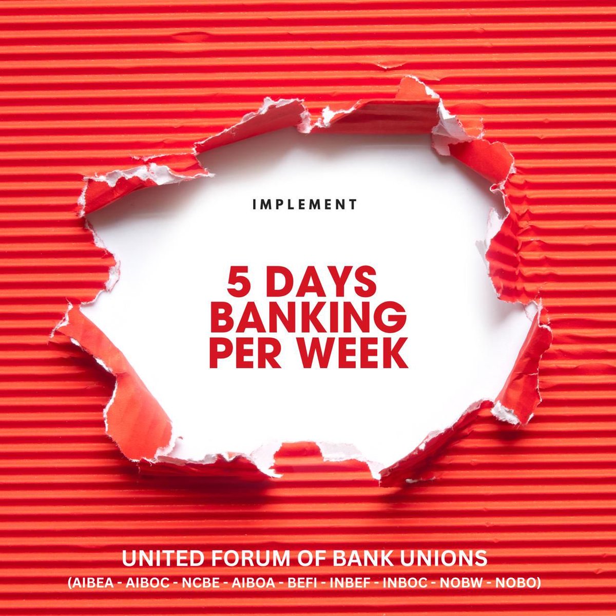 We Demand Implementation of 5 days Banking per week..
<a href="/DFS_India/">DFS</a>
<a href="/nsitharaman/">Nirmala Sitharaman</a> <a href="/nsitharamanoffc/">Nirmala Sitharaman Office</a> <a href="/ChairmanIba/">Chairman IBA</a>
<a href="/ChiefIba/">IBA_Chief_Executive</a>
#Implement5DayBanking
#UFBU 
<a href="/ChVenkatachalam/">CH VENKATACHALAM</a>