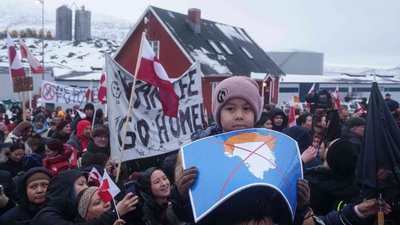 TimesAlphabet's tweet image. We are not going down without a fight’: Thousands march in Greenland amid Trump's takeover threat.
