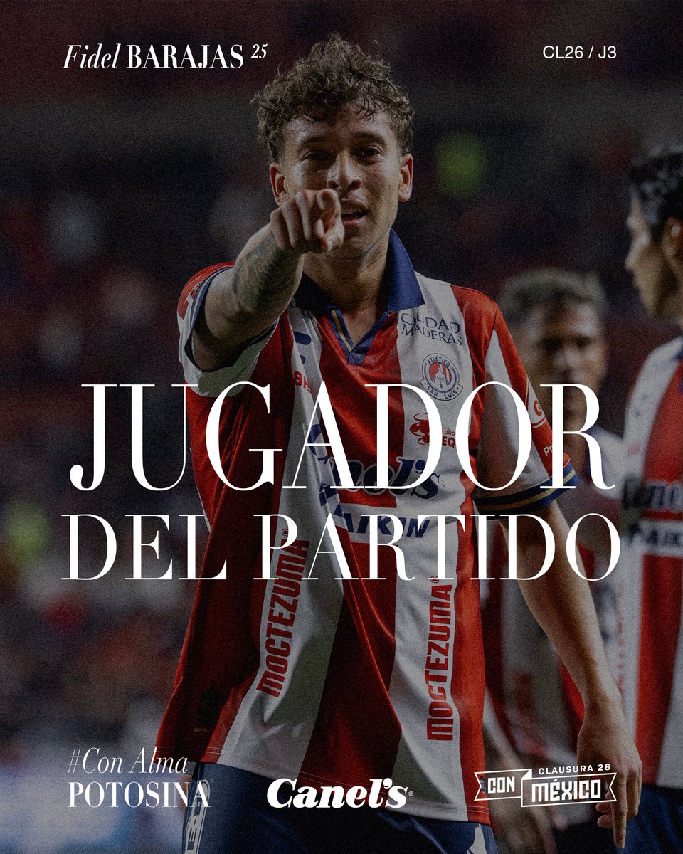 🎖 ¡ANOTÓ EL GOL EN EL ÚLTIMO MINUTO! ⚽️⏳

<a href="/CanelsMx/">Canel's</a> eligió a Fidel Barajas como el jugador del partido de esta noche. 👏🏼

#ConAlmaPotosina