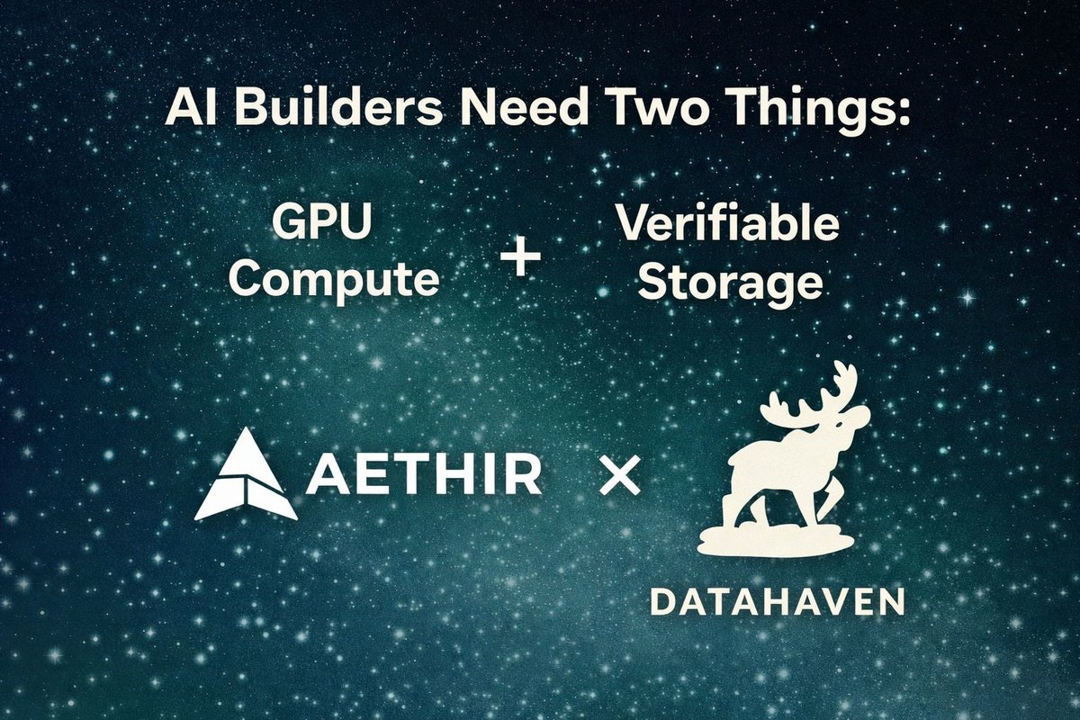 Rerexdmc's tweet image. AI builders don’t just need power — they need trust.
 Aethir + DataHaven deliver the full AI stack: GPU compute + verifiable decentralized storage.
From training to inference, this is how real, scalable AI gets built.
@DataHaven_xyz @aethircloud