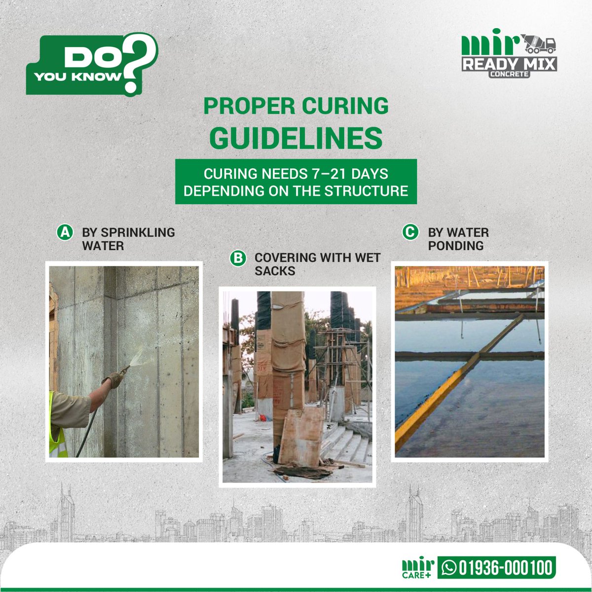 MirReadyMix's tweet photo. To ensure the full strength of concrete, it must be cured properly. Let’s learn the correct method of concrete curing.

🌐 https://t.co/hqQFglBTyh
💬 01936-000100 (WhatsApp)

#MirReadyMixConcrete #EcoFriendly
#Construction #Concrete #BuildingMaterial
#MirGroup #Bangladesh https://t.co/jrDk0jadNa