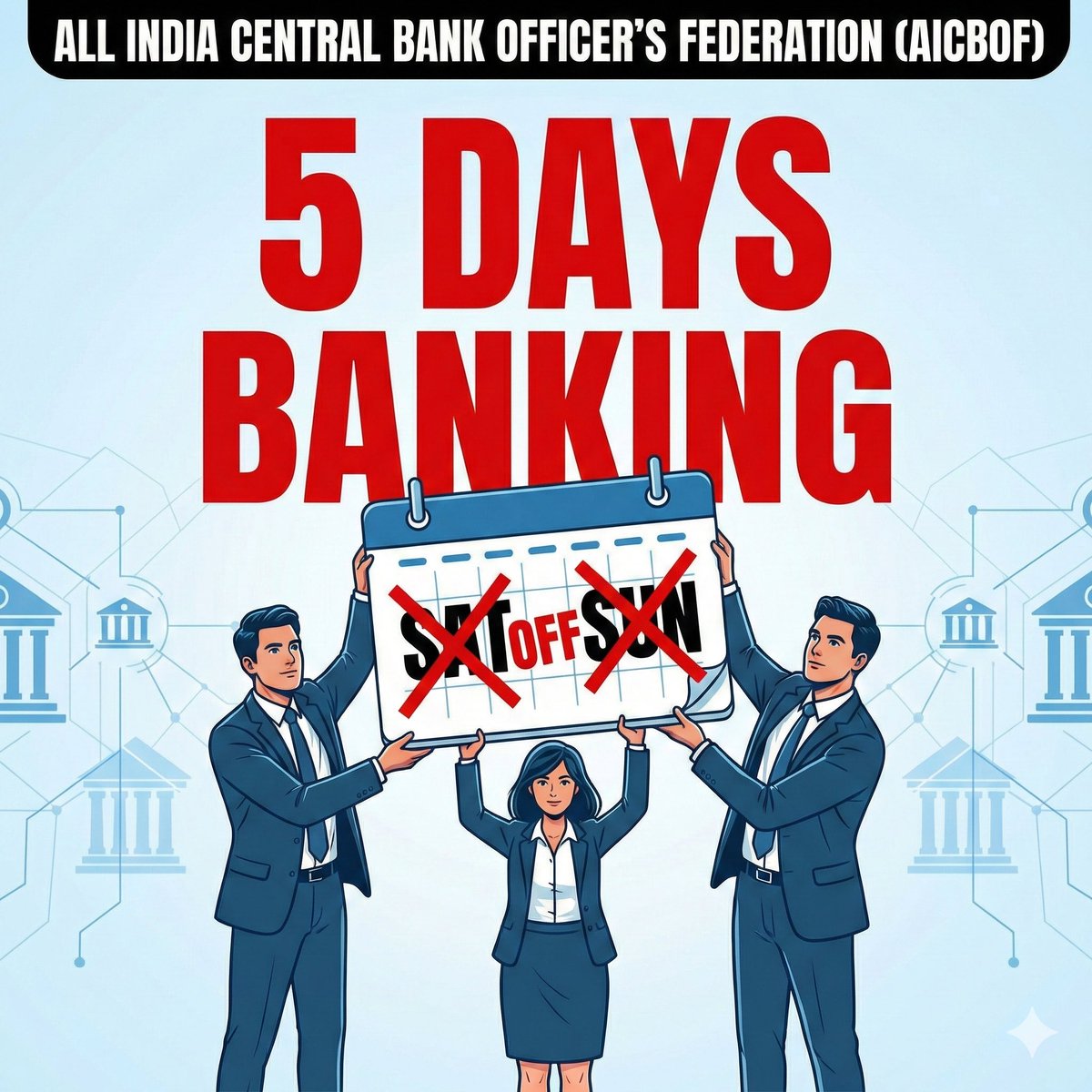_RajKumarMeena's tweet photo. A healthy workforce builds a stronger banking system.
#5DaysBanking is essential for employee well-being and sustainable productivity.
@DFS_India @FinMinIndia 

 #Implement5DayBanking https://t.co/PFh8l3TAZa