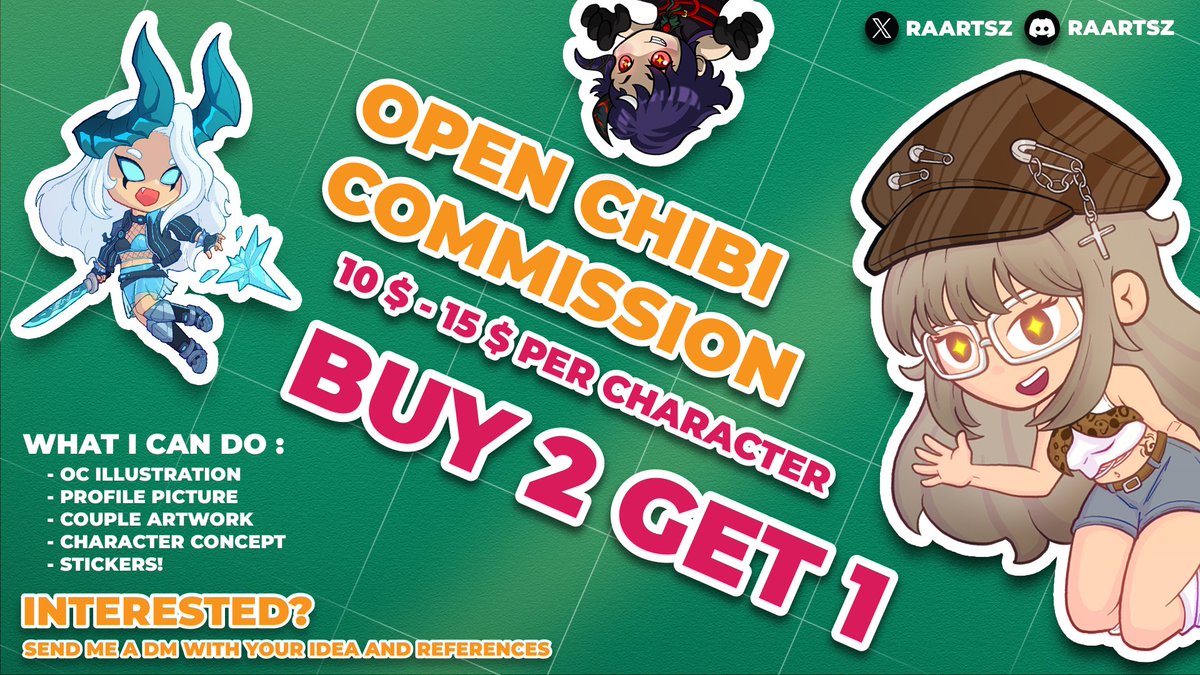 RaArtsz's tweet image. Chibi Commissions are OPEN! 
If you want your character turned into something adorable and expressive, I’ve got you 😆

#opencommission #Commission