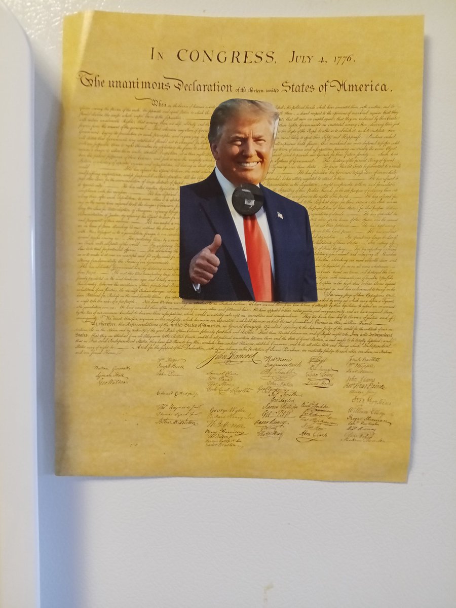 I added <a href="/realDonaldTrump/">Donald J. Trump</a> to our fridge. It's a nice friendly reminder of what he is working so hard to protect.