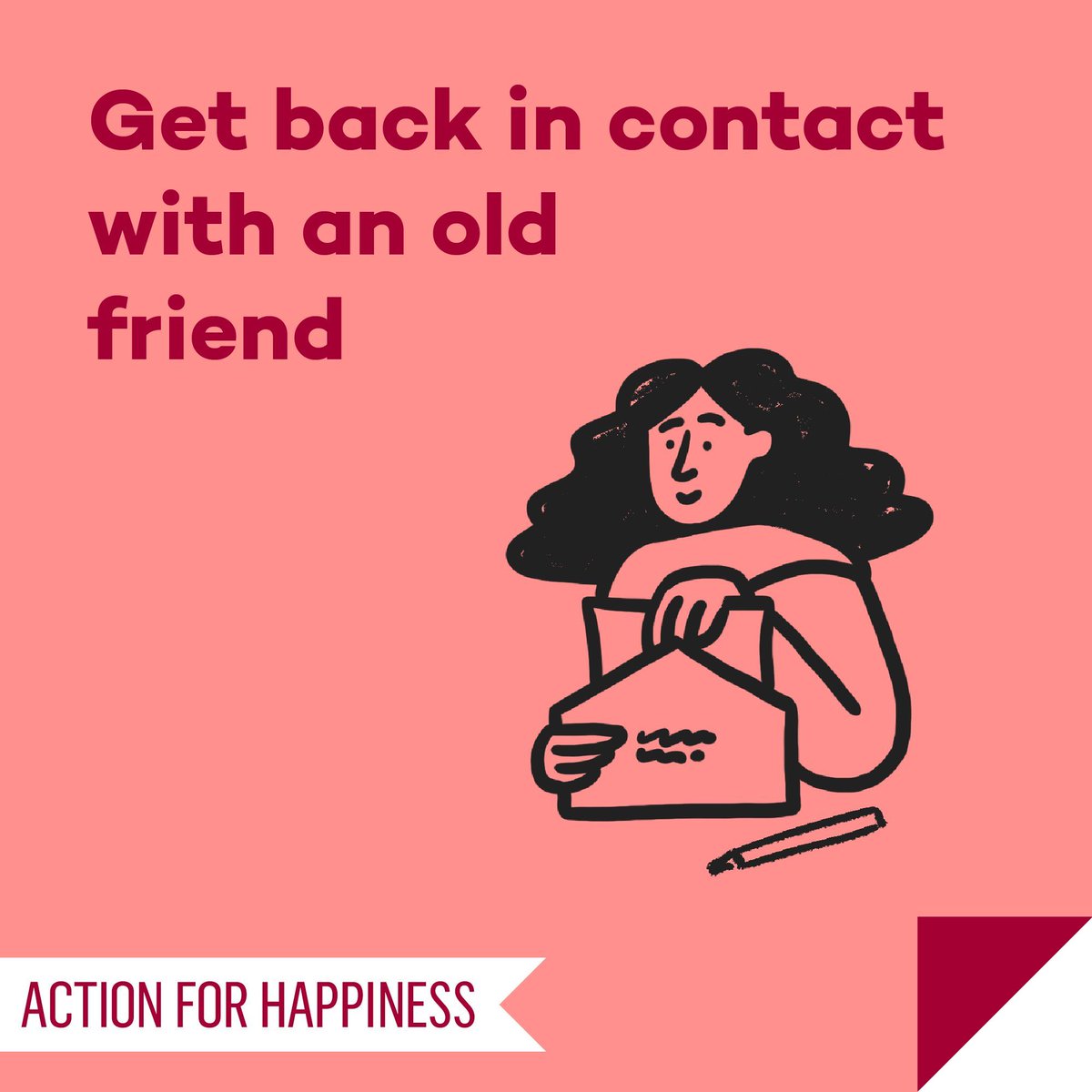 actionhappiness's tweet image. Happier January - Day 18: Get back in contact with an old friend actionforhappiness.org/happier-january #HappierJanuary