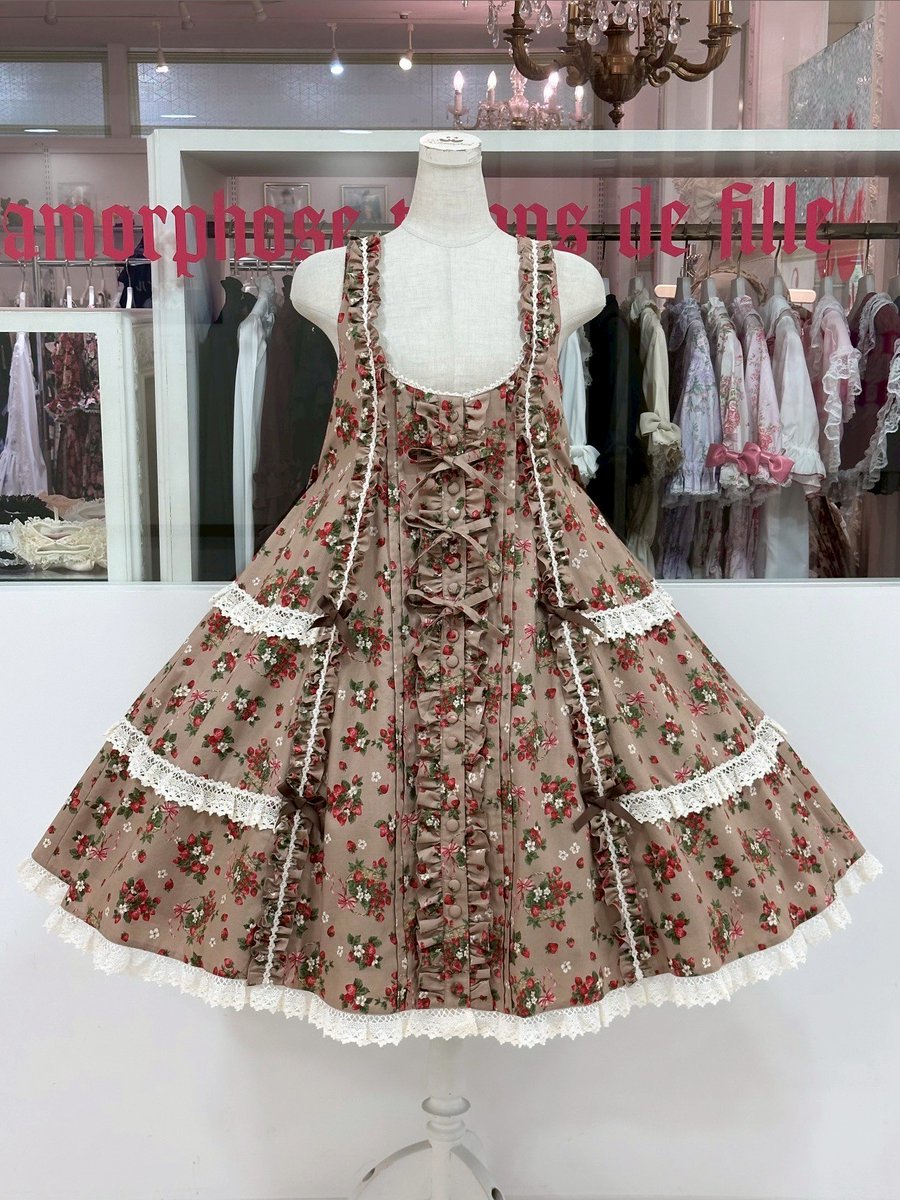 🌈オススメ紹介🌈 ◇Strawberry Basket フロントボタンリボンJSK