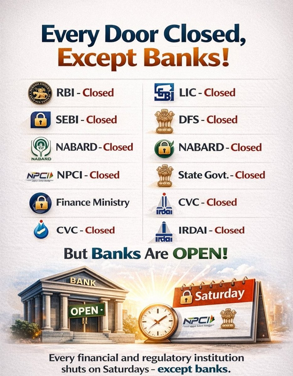 #Implement5DayBanking

Why Bankers must not work for 5 Days??