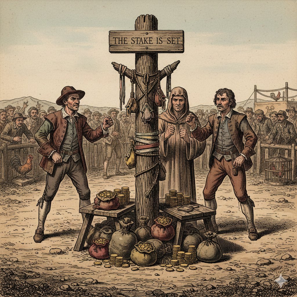 利害関係者のことを、ステークホルダー、といいます。 Gemini に解説してもらい、絵にしてもらいました。(嘘かも)  ステークスとは、杭、で、掛け金をこの杭にかけたことに由来するとのこと。