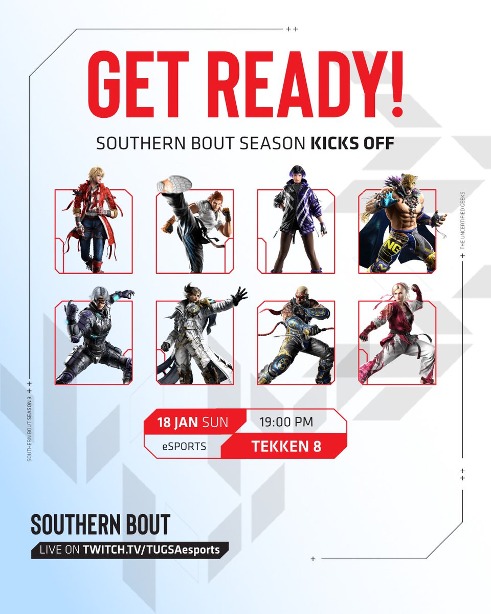 Southern Bout EP 37 🥊
Season 3 begins NOW.
New season. Full reset. Empty throne 👑

🕖 19:00 SAST

🟣twitch.tv/tugsaesports

Don’t miss it.