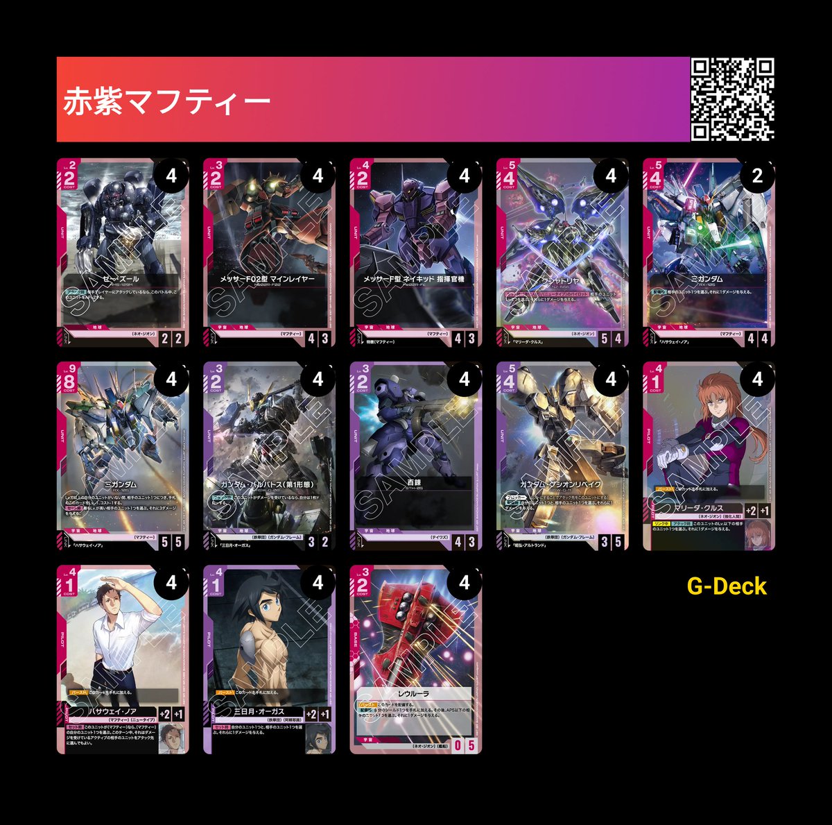 スタートデッキのΞガンダムとハサウェイ、バルバトスとミカをあわせた