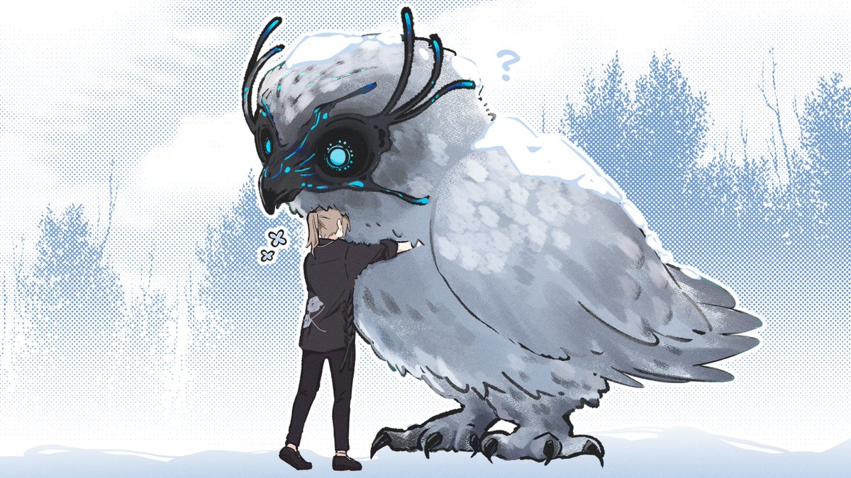 aoimao_222's tweet image. もこもこ雪フクロウさん あったかそう
#かな絵
