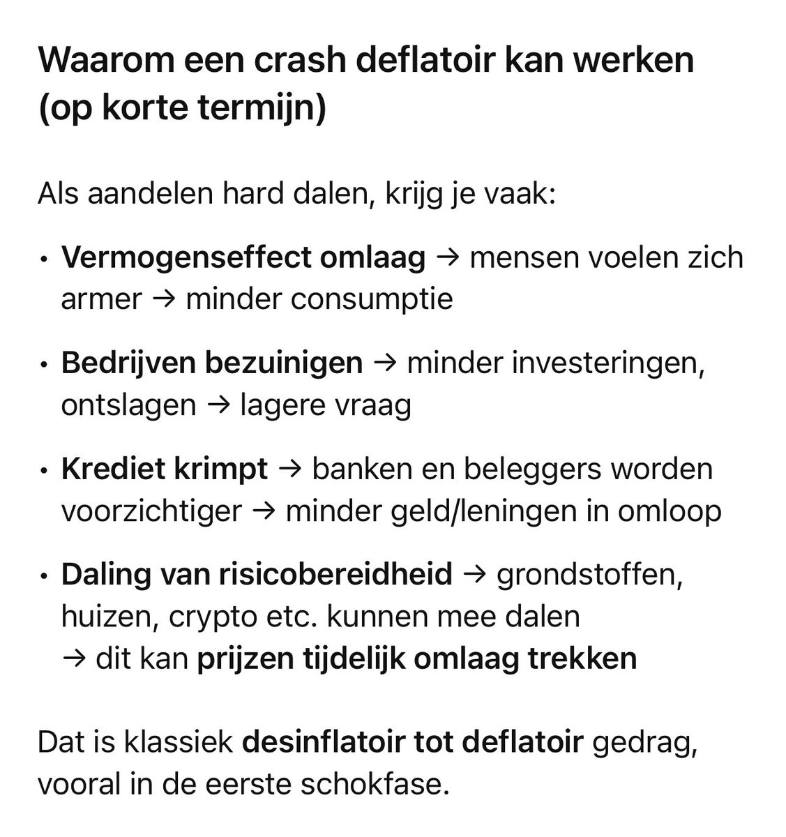 Mwah. Zoals ik aangaf verwacht ik met name deflatie in die eerste klap naar  beneden (blow-off top fase na die eventuele final melt-up). Dit kan zeer  goed 1-3 jaar aanhouden. Dan is