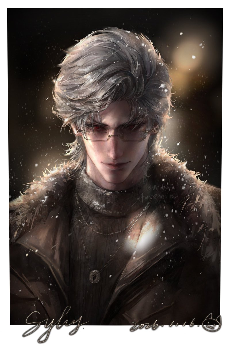 axiexia915's tweet photo. 你说初雪后就忘记你，
但每个冬天都在下雪
#Sylus #秦彻 #LoveandDeepspace #恋与深空
#sylusloveanddeepspace #fanart https://t.co/pKICk4Au97