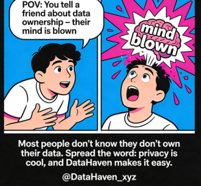 AldrichDobbin3's tweet photo. @DataHaven_xyz

[Privacy Meme: Person panicking after their data is leaked – “I thought it was safe!”] Data leaks happen every day. Don’t wait for a disaster to care about privacy—protect yourself now with DataHaven. https://t.co/yopksqcpma