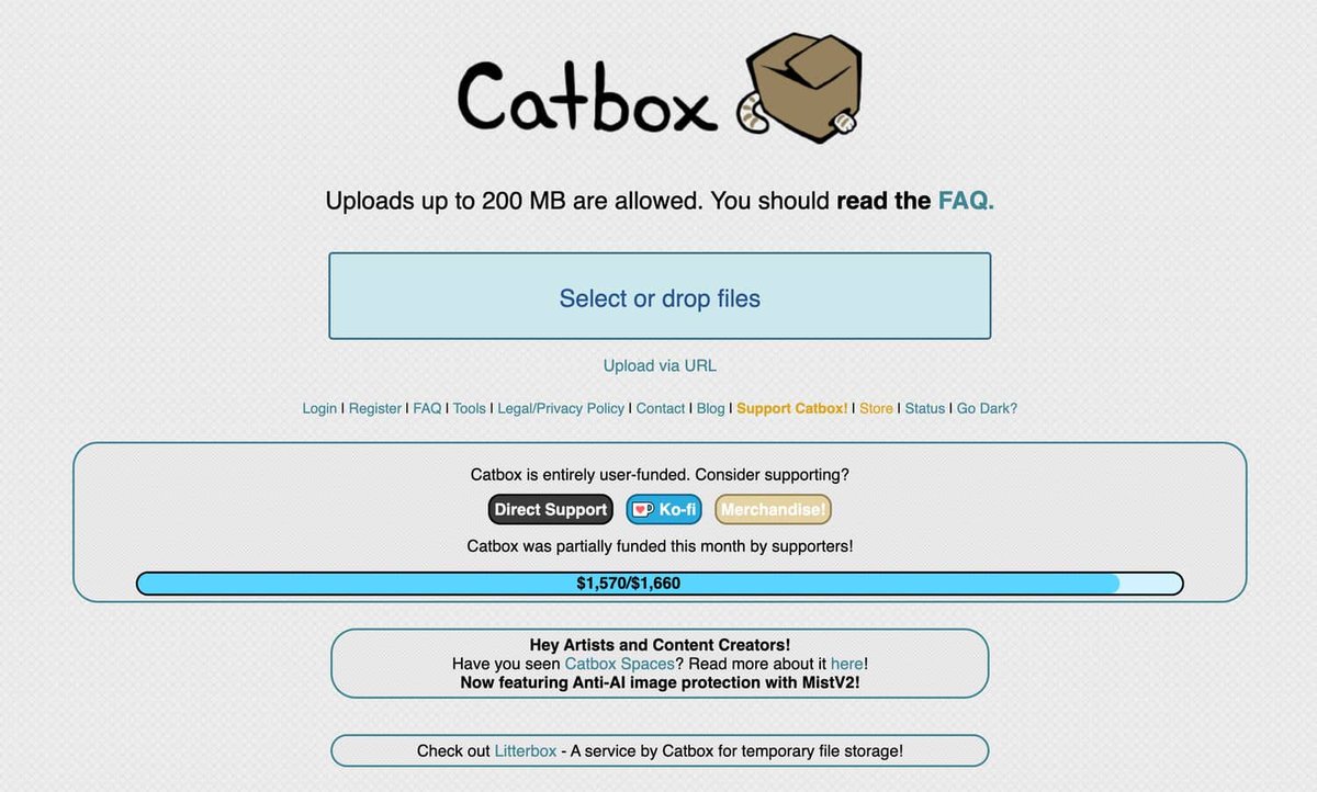 wefoundcc's tweet image. 受够了网盘的限速和广告？

☁️ 试试「Catbox」！

😻 永久免费存储，支持直链分享，无需注册即可上传 200MB 文件。

更有 1GB 临时文件“阅后即焚”模式。二次元与极客的首选图床，简单得不像实力派！

👉 wefound.cc/p/1361.html

🚀 #Catbox #文件分享 #图床 #效率工具 #免费网盘