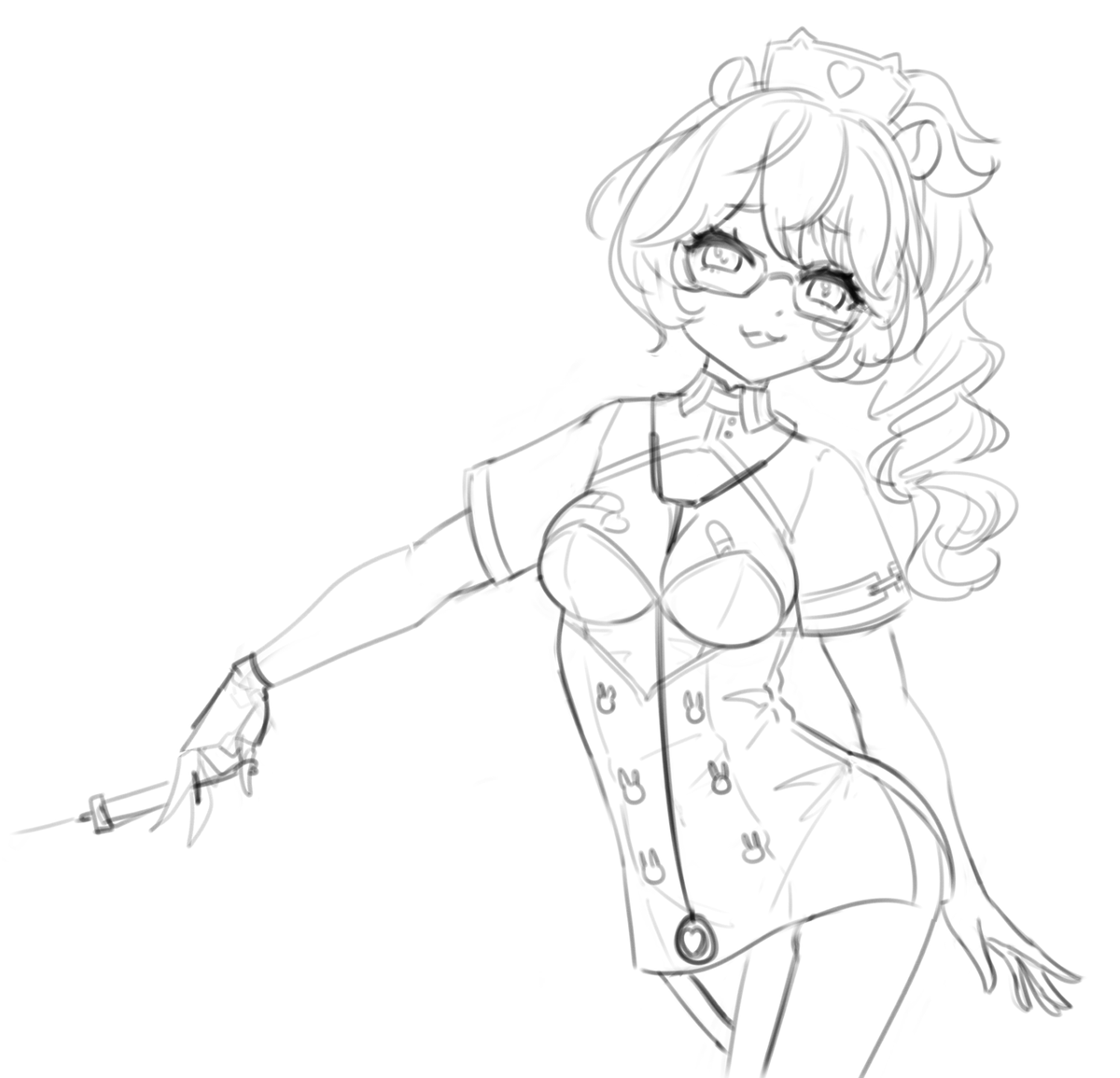 would have like to drawn her legs too but it was never but she never showed them off 😔