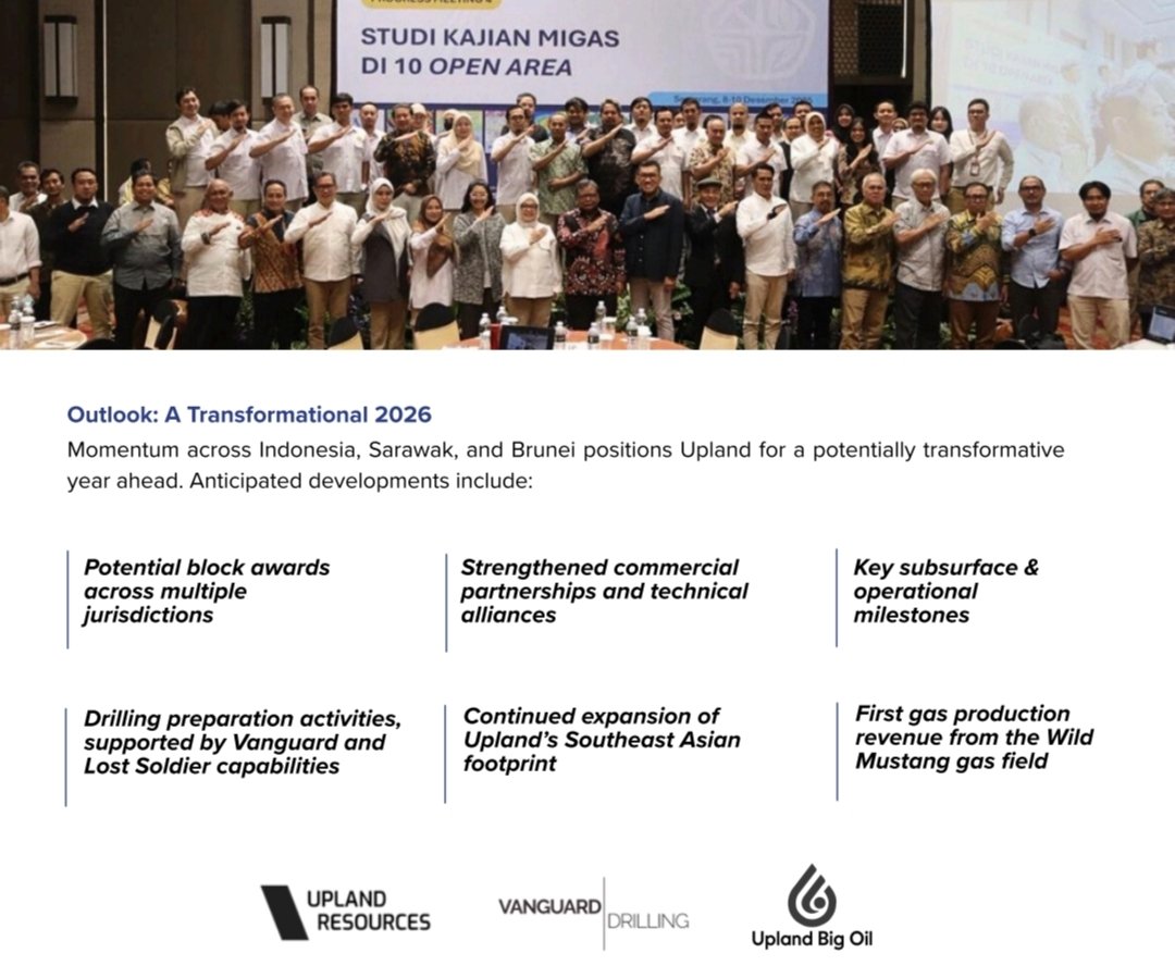 bigguyad's tweet image. What makes 2026 the TRANSFORMATIONAL year for @Uplandtweets:

✅️ Lost Soldier first gas production 6Tcf
✅️ Profit share
✅️ Indonesia licene
✅️ Brunei licence
✅️ Sarawak licence 
✅️ UBDS regional hub

🔥 "developments which have been years in the making"🔥 

#UPL