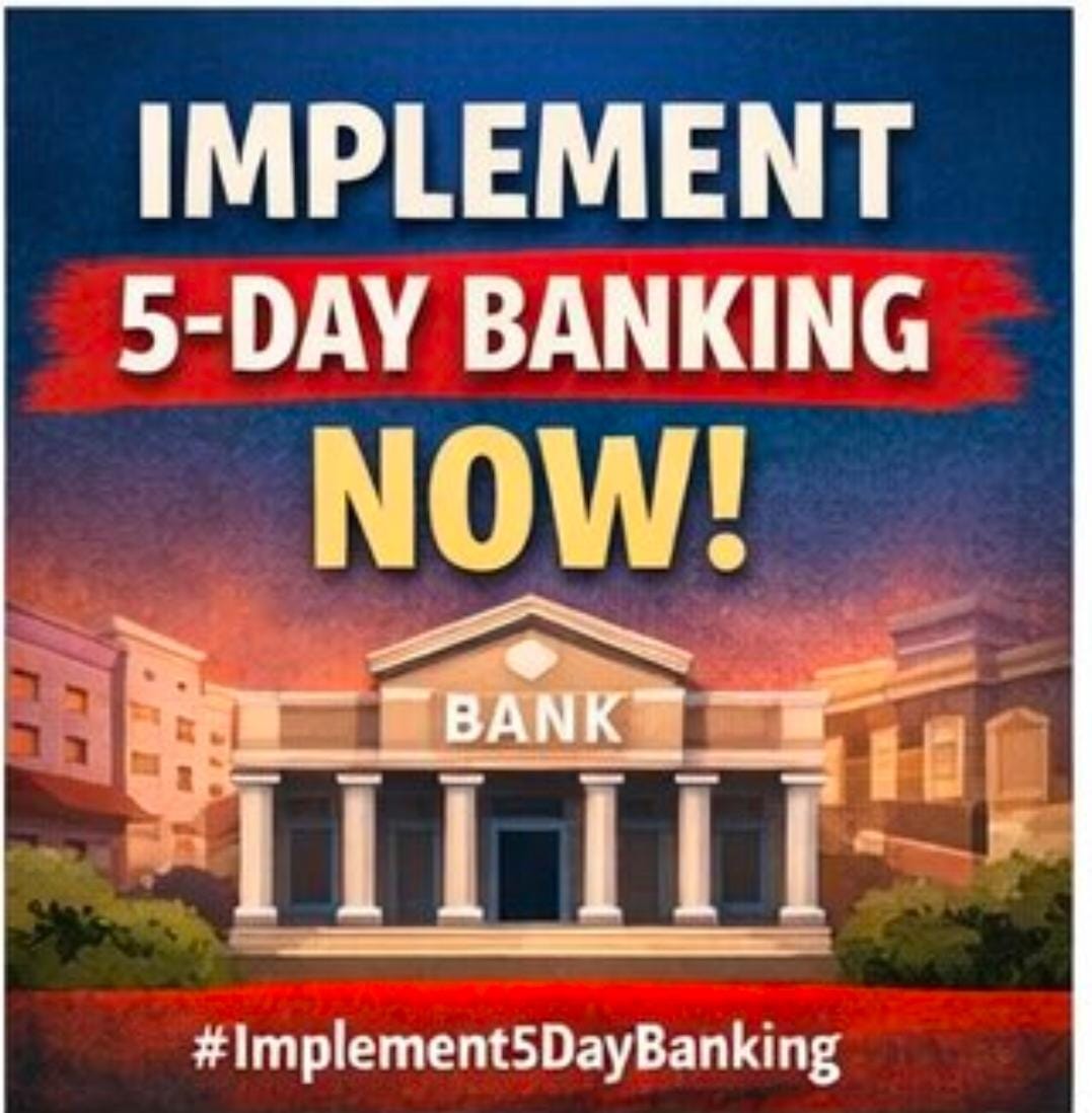 We Demand Implementation of 5 days Banking per week
March on to UFBU Strike on 27th January, 2026..#Implement5DayBanking