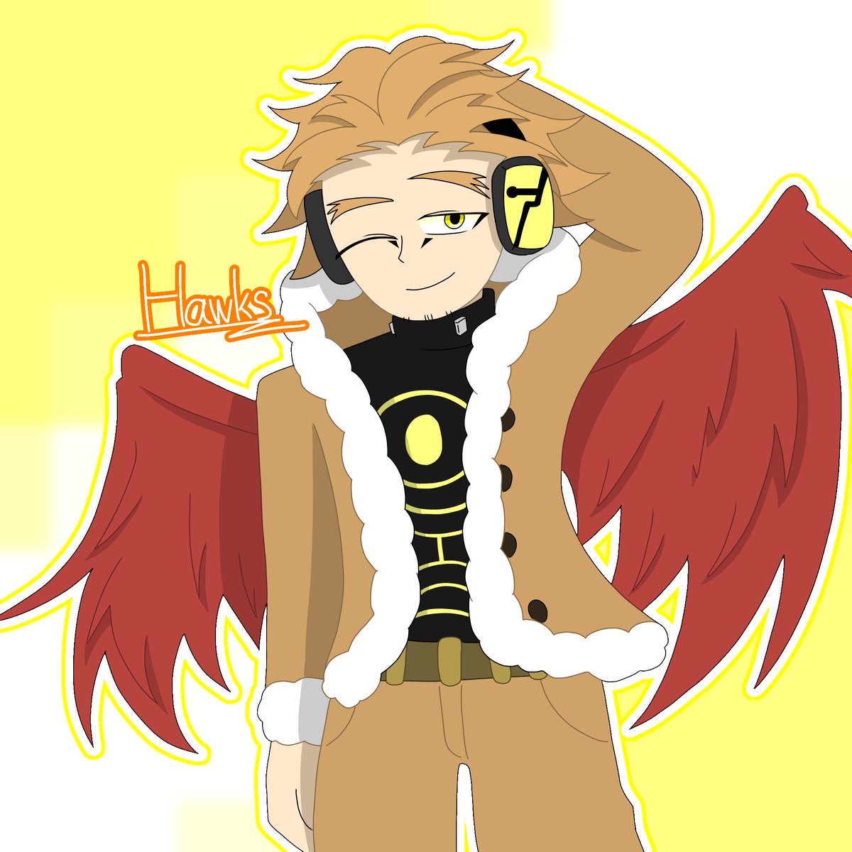 ホークス初描き🪶
手袋描くの忘れた😭
 #僕のヒーローアカデミア  #ヒロアカ  #ホークス  #MyHeroAcademia  #MHA  #Hawks  #fanart