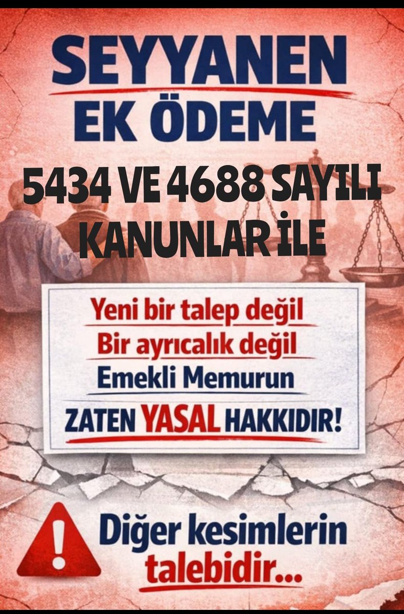 mnevver97478258's tweet photo. @gamzetascier @gazetesozcu @nefesgazete 657
-5434
-4688 Sayılı Yasalara göre SEYYANEN ZAMMI #EmekliMemur da ALMALIYDI.YASALARA RAĞMEN 375/40 KHK ÇIKARILDIĞINDAN 
33AYDIR 22.157₺ EKSİK MAAŞ ALIYORUZ #MemurEmeklisineAdalet
@Akparti @RTErdogan @MHP_Bilgi @herkesicinCHP @iyiparti @zaferpartisi @_cevdetyilmaz @memetsimsek https://t.co/kjkayJB6UB