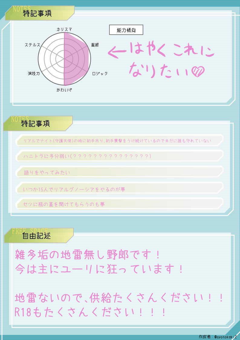 こちらの自己紹介カード使わせていただいて、グノ界隈向けの自己紹介
