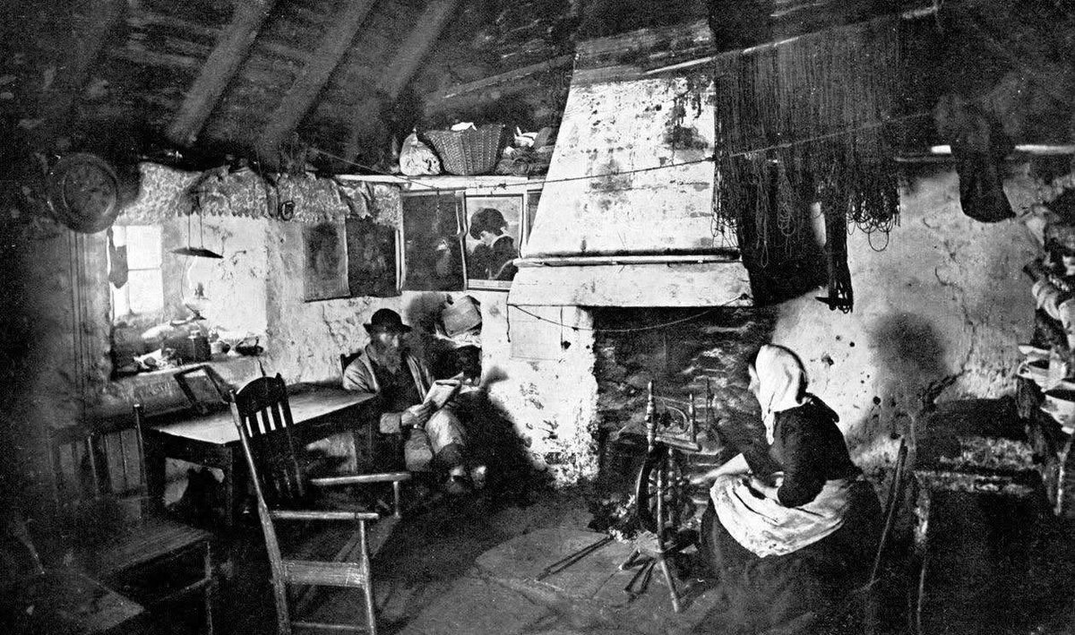 Interior of a Crofter's Cottage, Shetland, Scotland, early 1920.