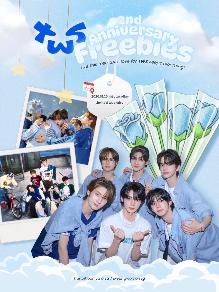hanbihooniyu's tweet image. ๑ ˚ ͙۪🪼꒱ #2GetherWithUs 2nd TWS Anniversary Freebies by @hanbihooniyu 

— 25.01.2026 at   @ Lotte Alley

What Will You Get ❓❗️
✮ 1 Blue Rose Stem or 1 Random Aquarium Pin 1/6 

❗️ Limited Quantity

n : outfit aku bakalan aku spill di d-day &amp;gt;__&amp;lt;

see you there saideul~ 
🩵🪼