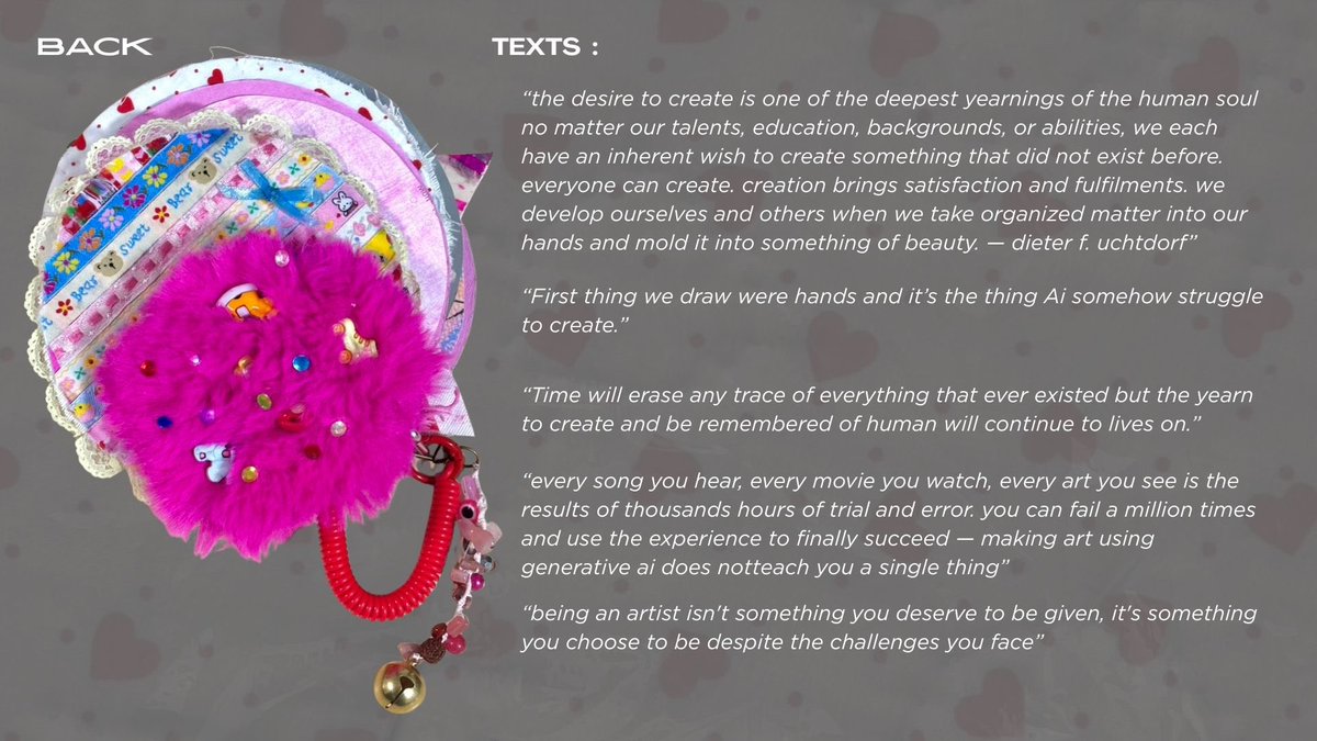 เค้งๆ ซีนใหม่มาแล้วคั้บ 💥
น้อง A(ctual) i(ntelligence) ทำจากมือมนุษย์ 100% ไม่มีเไผสม พยายามรวมทุกมีเดียที่ทำได้เลยค่ะ! ทำจนปลายประสาทมืออักเสบเลย (ตอนนี้ก็ยังกินยาเอ๋งๆอยู่) พิ้งเอาความรัก ความหลงใหลในศิลปะและความตั้งใจใส่ไว้ในหมดนี้หมดแล้ว

🫀instagram.com/reel/DTpLo3AEb…