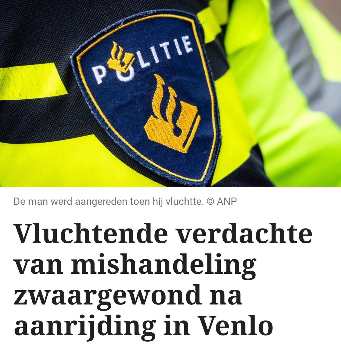 Verdachte mishandeling aangereden tijdens vlucht voor politie in Venlo