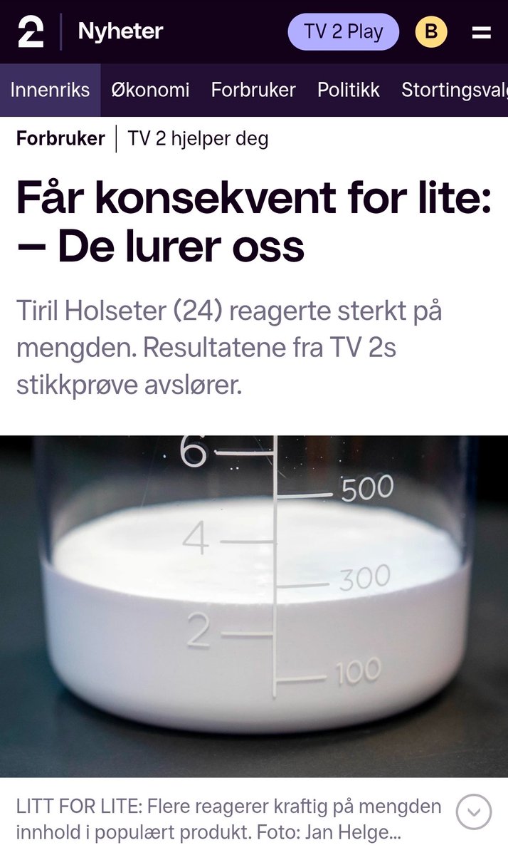 Bardar11's tweet image. Kun 2,5 desiliter i @TINE_SA  produkter merket med 3 desiliters innhold.

Selskapet som skulle være "RÅ på å forstå forbruker".

Legg ned Tine.