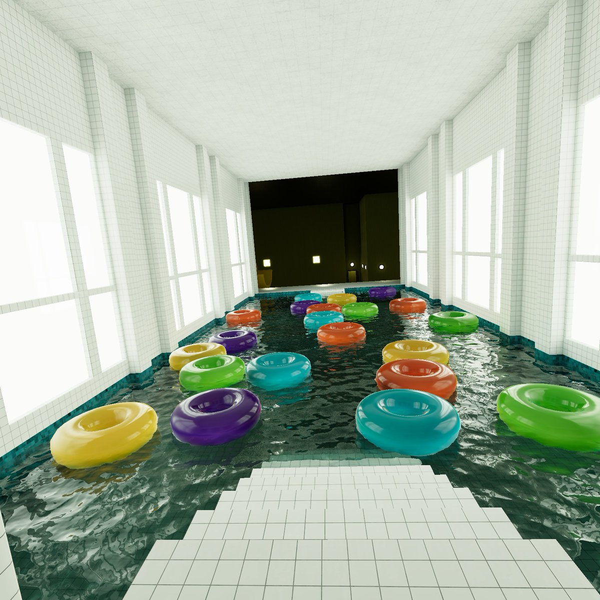 VRでやるPOOLSは浮き輪とかアヒルが掴めるので楽しい。浮き輪をひたすら裏返して遊んだ