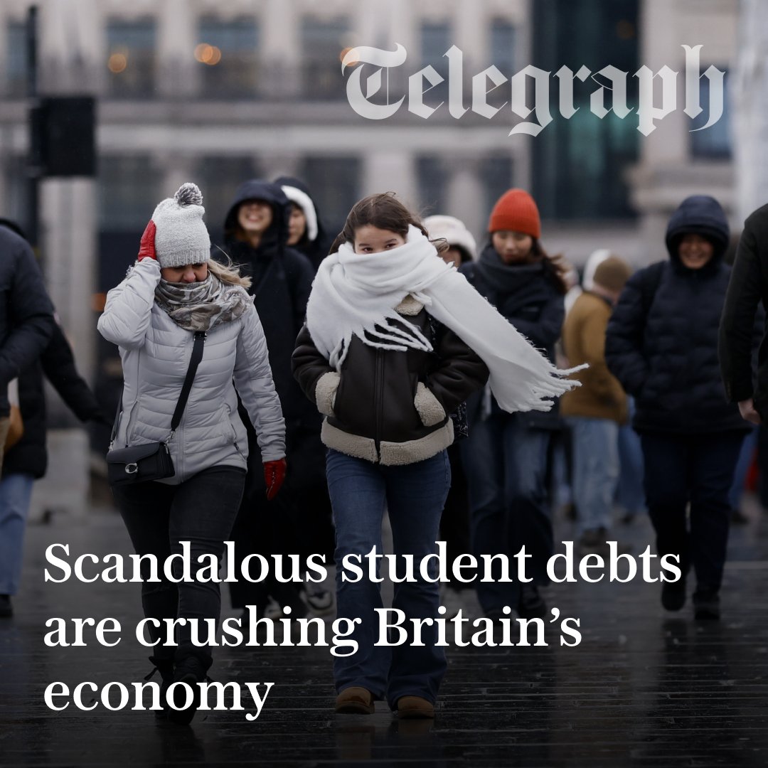Telegraph's tweet image. 💸🧑‍🎓 England’s student loans were sold as “the best debt you’ll ever have”.

Now they’re acting like a stealth tax, pushing marginal rates above 70% and holding back growth.

Read up about the £500bn problem facing Britain in this essay ⬇️
telegraph.co.uk/business/2026/…