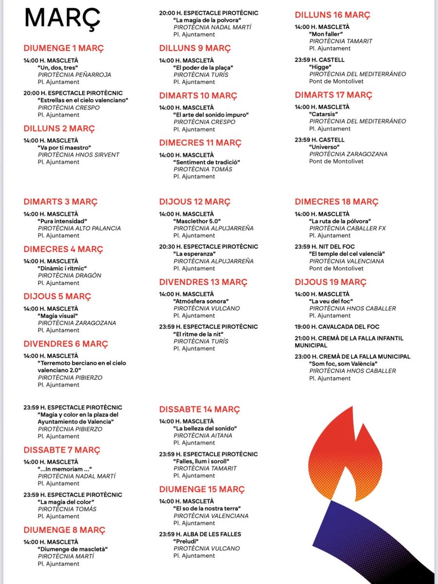 Programa Pirotécnico Fallas Valencia 2026 <a href="/festesdeVLC/">Festes de València</a> <a href="/AjuntamentVLC/">Ajuntament València</a> #pirotecniafallas2026 #amigospirotecnia