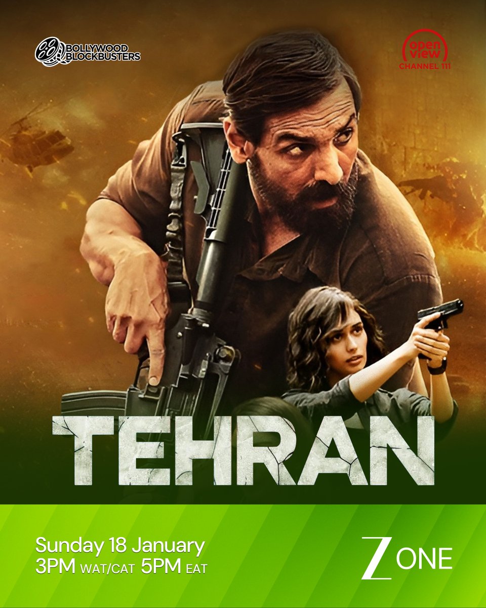 ZeeOneAfrica's tweet photo. An officer tries to expose the truth about an explosive detonation within Delhi in 2012. However, his country abandons him during his quest.
Don't miss our Premiere #WeekendBlockbuster Tehran today at 3pm CAT/WAT 5pm EAT on #ZeeOne #Openview111 #Startimes #DTH553 #DTT509 https://t.co/FMkmA71hjC