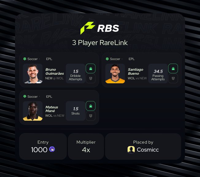 Went 7/10 with my predictions from yesterday.

Here are my picks from today’s <a href="/RareBetSports/">RareBetSports</a> slate:

L. Yamal ov 43.5 passes
J. Gomes ov 2.5 tackles 
E. Konsa ov 3.5 clearances 
J. Garcia ov 2.5 saves
S. Bueno ov 34.5 passes
M. Mane ov 1.5 shots
B. Guimares over 1.5 dribbles