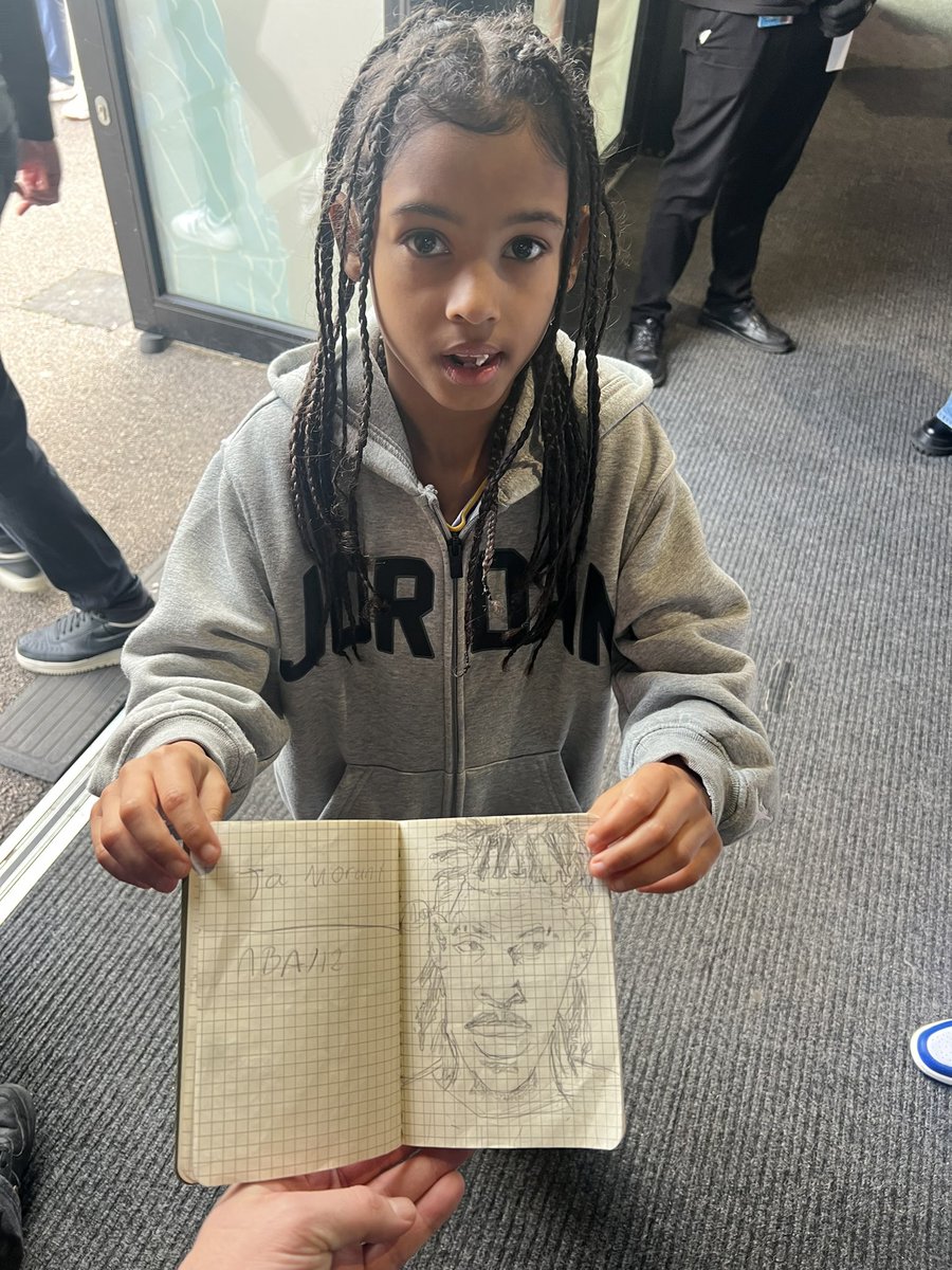 Met 9-year-old Ayla from London at NBA House. She made this amazing sketch of Ja Morant!
