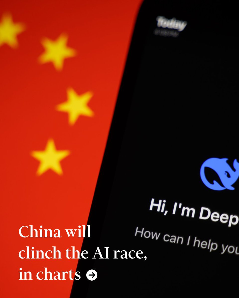 FT's tweet image. The AI race should be viewed more as a marathon, not a sprint to the most powerful models. And on that basis, I think China will win, writes the FT's economics leader writer Tej Parikh. ft.trib.al/lMtwC0X