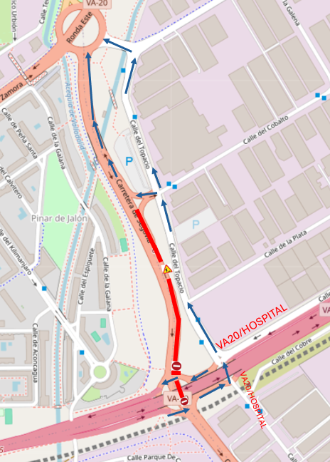 PoliciaMV's tweet photo. 🚧Mañana, a partir de las 9:00 h, se procederá al corte total de un tramo de la VA-20 (sentido entrada a la ciudad), entre la glorieta A-601/VA-30 y la c/ Cobalto

⏰Está previsto que el corte finalice a las 15:00 h

➡️Desvío alternativo por la c/ Topacio https://t.co/PehQklryTe