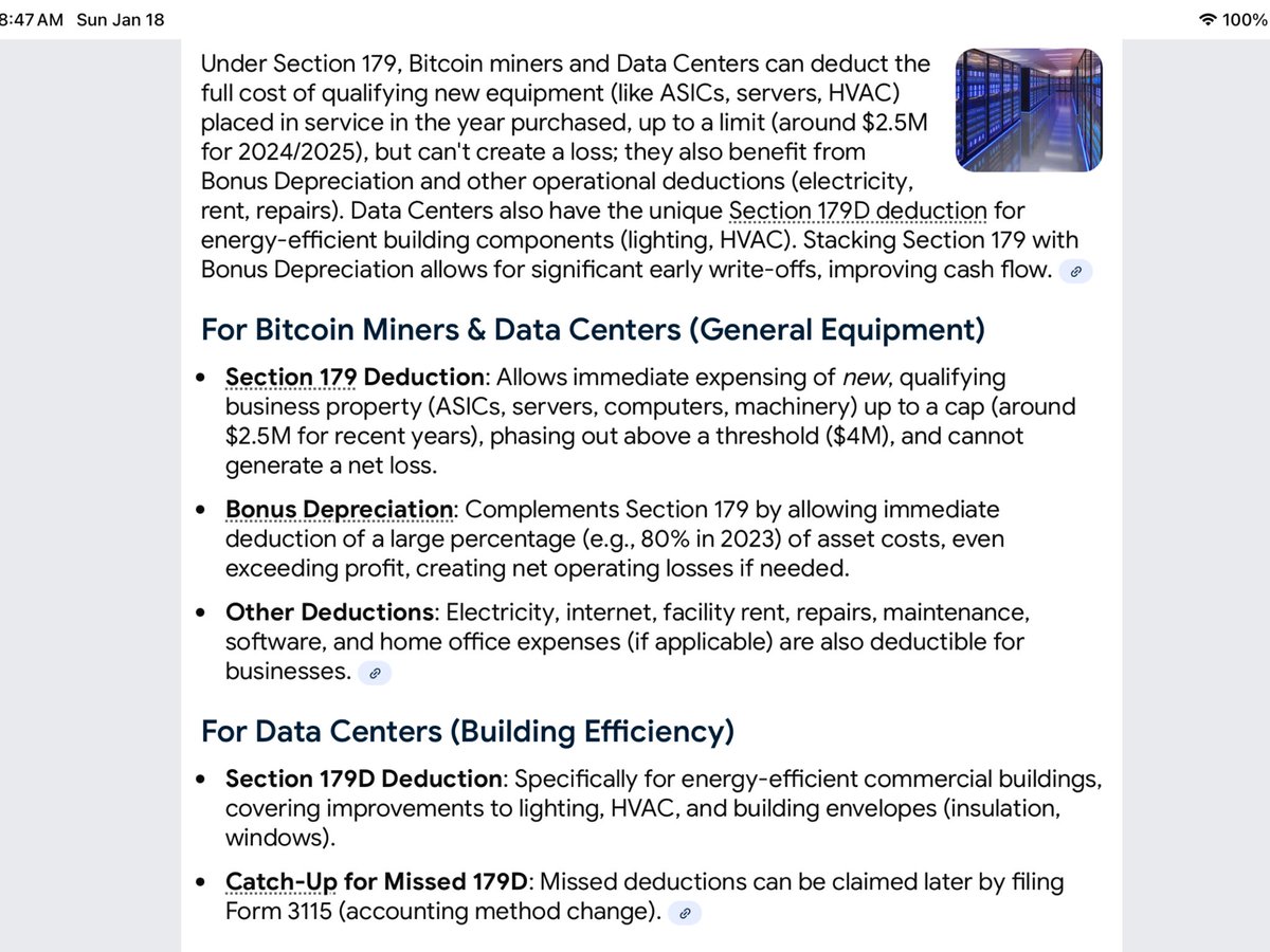 HPC A-I Data Centers, and Bitcoin Mining Companies, Can Claim Major Tax Deductions! $BITF $IREN $MARA $CIFR $CLSK $RIOT